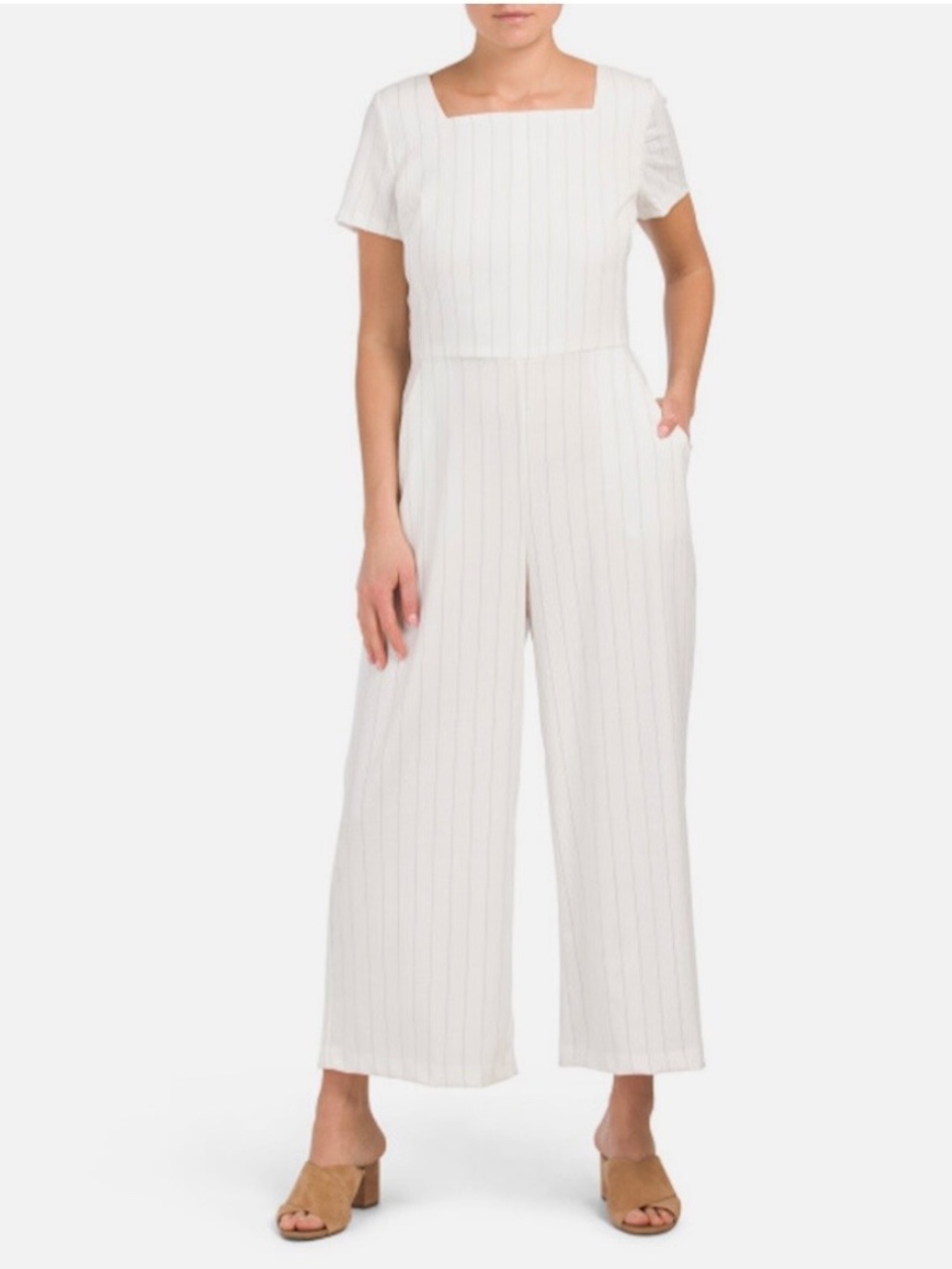 Belle Vere White Pinstripe Jumpsuit